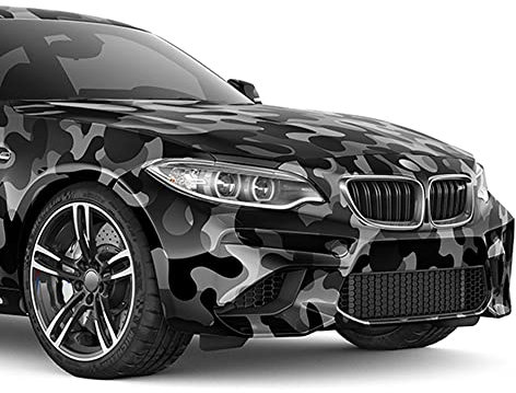 Auto-Dress Camouflage Auto-Folie mit Luftkanal-Technik für 3D Car-Wrapping 1500x150cm (Schwarz/Grau)
