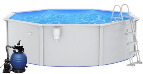 vidaXL Pool mit Sandfilterpumpe Leiter Swimmingpool Schwimmbad Schwimmbecken Familienpool Gartenpool Planschbecken Aufstellpool Frame Pool 460x120 cm
