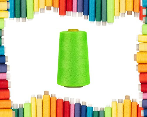 Rohans Overlockgarn 40/2 (120), 4570 Meter, Nähgarn, Kegel, Nähmaschine, mehrfarbig, Garnkegel, 100% Polyester-Material (FLU Lime 1)