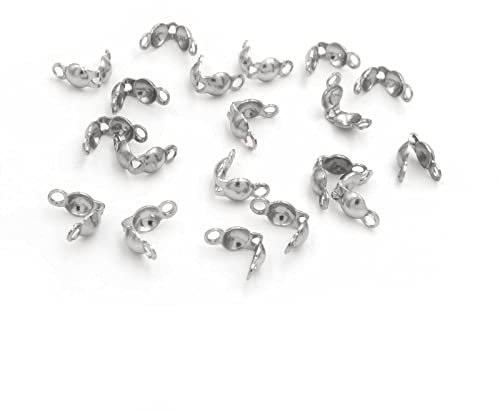 Vintageparts Quetschkalotten 3 mm aus Edelstahl in Platinfarben 20 Stück zum Schmuck selber basteln
