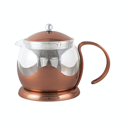La Cafetière Tetera de vidrio con infusor de hojas sueltas, 1,2 L, cobre