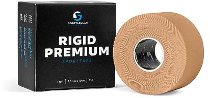 Sportacular Gear Sporttape Rigid Premium 3,8cm x 10m | versch. Farben und Mengen | extrem hohe Klebekraft | starres, nicht elastisches Tape | Schweiß-resistent, hautfreundlich (1 Rolle, tan)