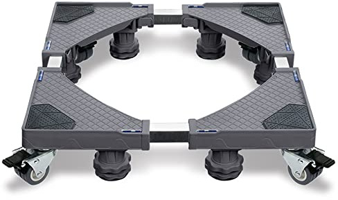 Aufun Socle pour machine à laver stable avec 8 pieds+4 roues pour réfrigérateur et sèche-linge, socle réglable pour machine à laver avec fonction d'absorption des chocs antidérapante