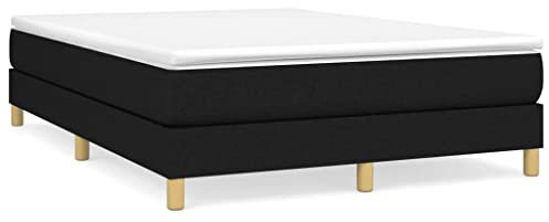 vidaXL Boxspringbett mit Matratze Polsterbett Bettgestell Doppelbett Bett Hotelbett Bettrahmen Lattenrost Schlafzimmerbett Schwarz 140x200cm Stoff