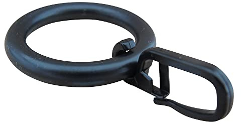 rewagi Gardinenringe mit Faltenlegehaken, Gardinenhaken schwarz, Ø 20, 26, 39 mm (schwarz Ø 26 x 38 mm - 30 Stück)