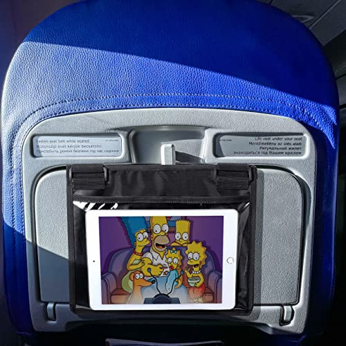 Flugzeug-Reiseutensilien für Kinder und Babys - Organizer bis zu 27 cm - Rücksitz-Tablet-Halterung kompatibel mit Handy, iPad, Samsung (Schwarz01)