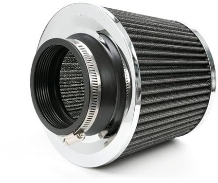 AUTOXBERT Universal Car Air Filter Induction Kit Sports Car Cone Air Filter Chrome Finish Silver 3 76mm Performance High Flow Cold Air Intake Cone Replacement Dry Filter(Single Pack,76mm)