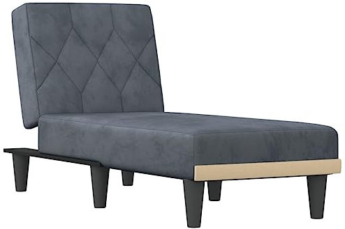 vidaXL Chaiselongue, Sofa in 3 Positionen zum Sitzen Entspannen Schlafen Verstellbar, Couch in Eleganter Optik, Liege Schlafsofa Loungesofa Liegesofa, Dunkelgrau Samt