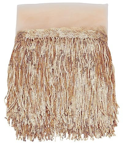 BENECREAT 10 Yard/9.14 m PVC-Fransenbesatz Zum Nähen, Gold-Pailletten-Spitze-Quasten-Fransenbesatz Für DIY-Handwerk, Kleidung, Kleidungsstück, Vorhang-Zubehör