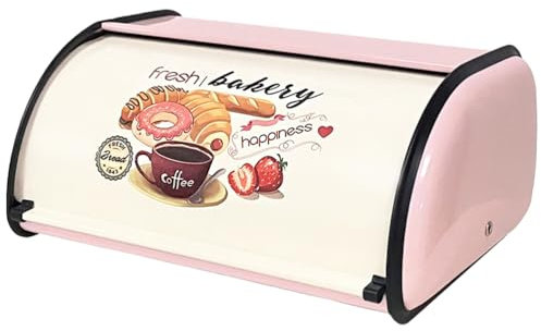 KJHBV (rot rosa zufällig Wohnkultur Box Zum Backen Aufbewahrungsbox Versiegelter Behälter Rosa Serviertablett Vorratsdosen Für Lebensmittel Brothalter Aus Metall Vintage-Brotbox Aus Blech