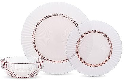 Fortessa Archie Glass - Vajilla de 12 piezas, servicio para 4, color rosa