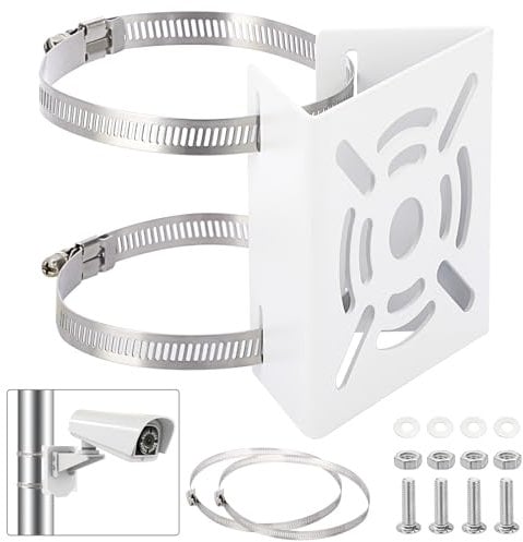 TOLIDA Universal Vertical Pole Mount Bracket for CCTV Cameras with 4 Loops - Square Metal Mounting Bracket for Security Camera Ptz Dome, Outdoor/Indoor Wall Mounted Camera Bracket
