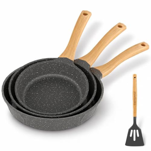 ITSMILLERS Kitchen Nonstick Cookware 3 Piece Omelette Pan Skillet Set, Nonstick Die-cast Deep Frying Pans set with Induction Bottom, 8, 9.5 & 11 Inches Frying Pans with Stay Cool Handles, PFOA Free