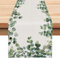 Eukalyptus Frühling Tischläufer Grünes Blatt Tischlaufer Sommer Küche Waschbar Esstisch Dekoration Tischdecke für Drinnen und Draußen Urlaub Party Wohnzimmer Dekor 40x180cm