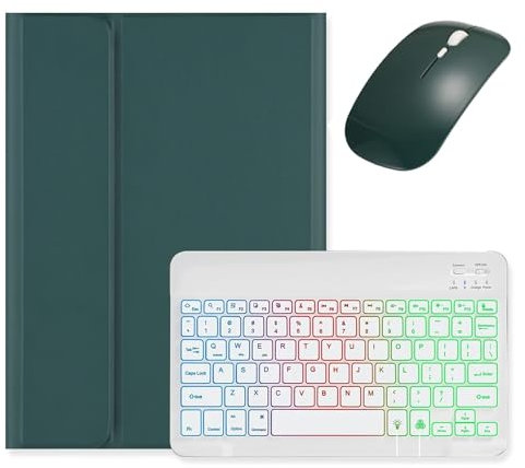 kaidisen Backlit keyboard for iPad 6th 5th Generation iPad Air 2/Air iPad Pro 9.7 Keyboard Case with Mouse, Detachable Backlight Color Keyboard Case for iPad 9.7 inch,Dark Green+White