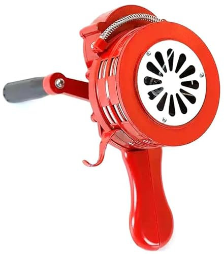 Tragbare Sirene Kurbelalarm – roter Notfallalarm, 110 Dezibel, Luftfahrt, Flugabwehr-Sirene – Aluminium tragbares Design