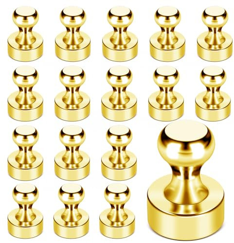 LOVIMAG Fridge Magnets, 18Pcs Refrigerator Magnets Strong Fridge Magnet for Whiteboard, Small Magnet Gold for Kitchen,Office, Accessories, Decorative
