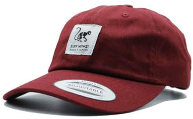 Surf Monkey Klassische Baseballmütze aus Baumwolle, ohne Struktur, burgunderrot, One size