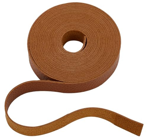 HOBBIESAY 4m Sangles en Cuir Plat Marron 2cm de Large Bandes de Cuir Bandes de Cuir à Motif Litchi pour de Bricolage Animaux de Compagnie Ceintures Sac à Main Selle Ceinture Artisanat