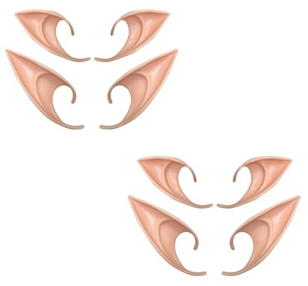 ANNCHILIO 4 Paar weiche Vinyl-Elfenohren - Feen-Elfenohren für Erwachsene und Kinder, Zubehör für Cosplay, Halloween, Karneval, Partydekoration