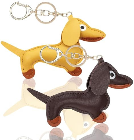 2 Dackel Schlüsselanhänger, Dackel Geschenke, Schlüsselanhänger Hund, Dackel Deko, Talisman, Für Lieblingsmensch Frauen Männer Kinder Geburtstag Weihnachten Schlüsselring
