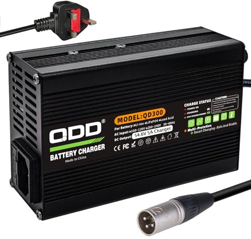 QDD 54.6V 5A Battery Charger For 13S 48V Lithium Battery Pack Output 3 Pin XLR (1+2-) Connector