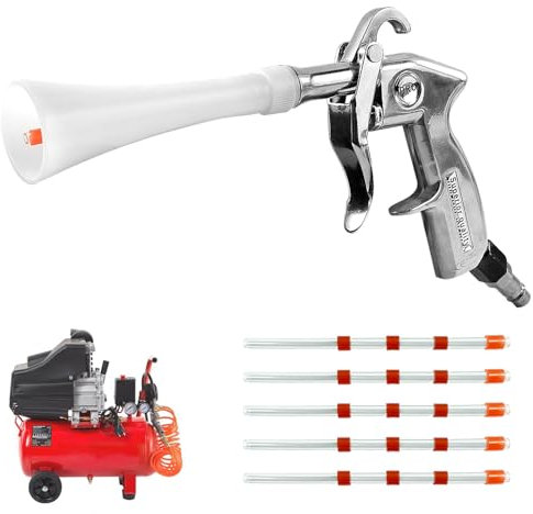 Pistola ad Aria Compressa, 6-9,2 Bar Pistola Lavaggio Aria Compressa con 5 Tubi, Lega di Alluminio + PE Pistola Soffiaggio Aria Compressa, per Pulizia Auto e Pavimenti
