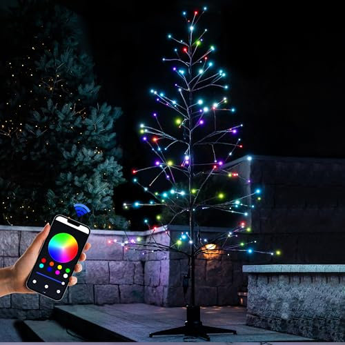 STRIGHT Árbol artificial de Halloween y Navidad de 6 pies giratorio de 360 grados con 153 luces LED RGB, ideal para Halloween, Navidad, hogar, patio, festival, fiesta y decoración de boda, uso
