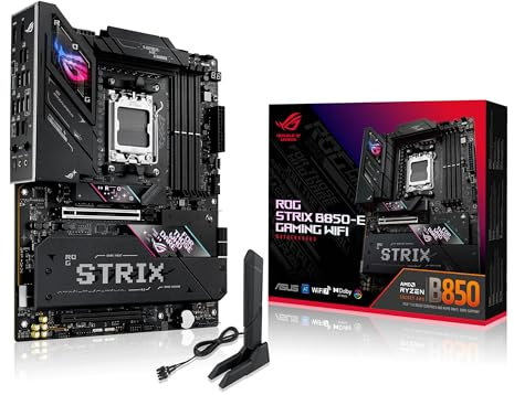 ASUS ROG Strix B850-E Gaming WiFi - Placa Base AMD, 16+2+2 etapas de Potencia, DDR5, Cinco Ranuras M.2, PCIe 5.0, WiFi 7, Puerto USB4 Tipo-C, USB 20 Gbps con PD 3.0 de hasta 30 W y Aura Sync RGB
