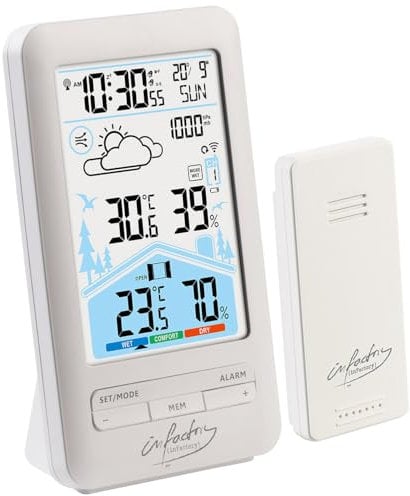 Station météo FWS-180 avec horloge radio-pilotée, baromètre et capteur extérieur [infactory]