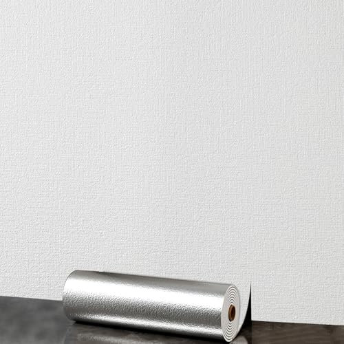 2Roll 3mm Thick White Textured Self-Adhesive Thermal Insulation Wallpaper 3D Wall Insulation Panels Thermal Peel and Stick Textured Wallpaper for Living Rooms Kitchen Kids Bedroom Ceilings Bathroom