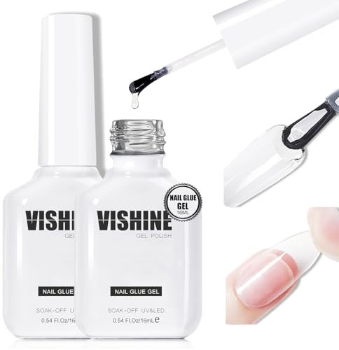 Vishine Colle à Ongles-Colle Faux Ongles Extra Forte,6 en 1 Gummy Base Gel et Pose Américaine Ongles Capsules, Longue Duré Nail Extend Gel UV/LED