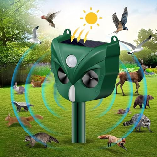 Répulsif à ultrasons pour chat, 5 modes, solaire et rechargeable, dissuasif pour cerf, chien, lapin, mouffette, oiseau pour jardin extérieur (RC546)