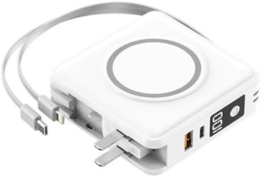 Power Bank Power Bank/Viene fornito con ricarica rapida wireless magnetica Alimentatore mobile da 22,5 W di grande capacità cinque in uno con spina (7000 mAh/bianco)