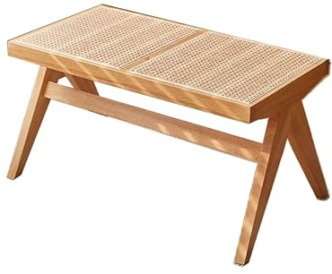BAYTEWJX Esszimmerbank Sitzbank Eingangsbank aus Rattanholz Holzhocker für den Innenbereich Living Room Hallway.(Original Wood,90x45x45cm)