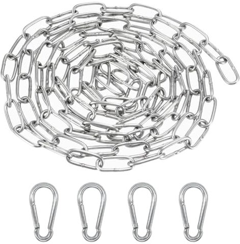 Edelstahl Kette Mit Karabiner Stahlkette,5m φ4mm Rundstahlkette,Metall Ketten Zum Aufhängen,Geeignet Für Hundeleinen,Hängesessel Und Schaukeln