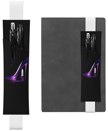 QGWDYYJQ Elegante violette High Heels mit Lippenstift bedrucktem Leder-Stifthalter, Lesezeichen, Bleistifttasche, weiß, Einheitsgröße, Münztasche