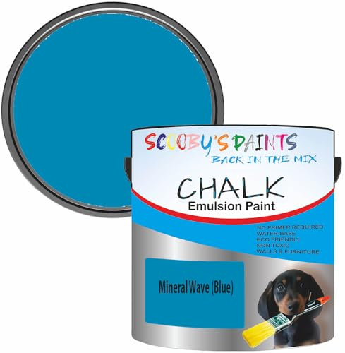 Scooby's Paints Chalk Emulsion Paint, Water-Based, No Primer Required, 250ml, For Walls and Furniture (Mineral Wave (Blue))