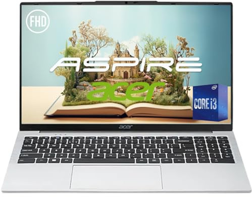 acer Aspire Laptop | 15.6 pollici FHD IPS 1080P Display | Processore Intel di 13a generazione | 16GB RAM, 256GB SSD | Lifetime Office 365 per il Web | Lunga durata della batteria | Ideale per lavoro e