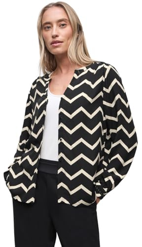 Street One Women's 3412415 Zigzag Pattern Blouse, Black, 12