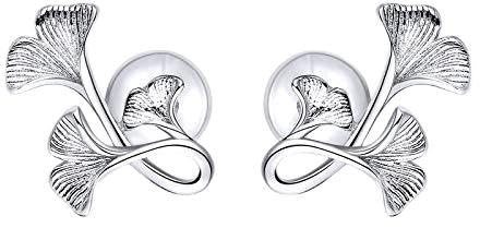 925 Ginkgo-Blatt-Ohrstecker für Damen, echter Schmuck