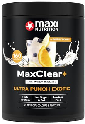 MaxiNutrition MaxClear+ Ultra Punch Exotic, 300 g Protein Eistee, 79% Eiweiß, mit Koffein, zuckerfrei, fettfrei, ohne künstliche Aromen