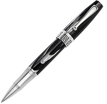 Montegrappa Extra 1930 Tintenroller aus Sterling-Silber und Zelluloid in der Farbe Schwarz-Weiß, Länge: 13,8cm, ISEXTRCH