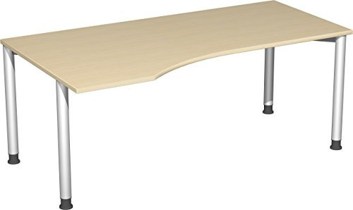 Gera Möbel 4 Fuß Flex Schreibtisch, Holzdekor, buche/Silber, 180 x 100 x 72 cm