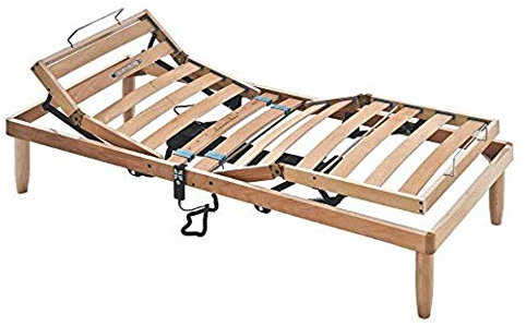 EVERGREENWEB Einzelbett Elektrischer Lattenrost 90x190 cm aus Buchenholz, Verstellbare Kopfteil und Fußende mit Fernbedienung, Orthopädisch, 4 Abnehmbare Beine, Verstärkte Struktur | Modell ORANGE