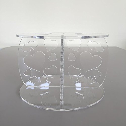 Heart Design Round Cake Separator - Clear - Base 15 cm, Top 13 cm