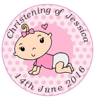 30 x Pre Cut Pink Baby Girl Personalised Christening/Dedication/Baptism/Confirmation Cup Cake - Fairy Cake Toppers/Decorations Edible Wafer Paper