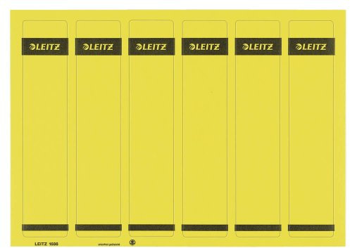 Leitz PC-beschriftbare Rückenschilder selbstklebend für Standard- und Hartpappe-Ordner, 150 Stück, Kurzes und schmales Format, 39 x 192 mm, Papier, gelb, 16862015