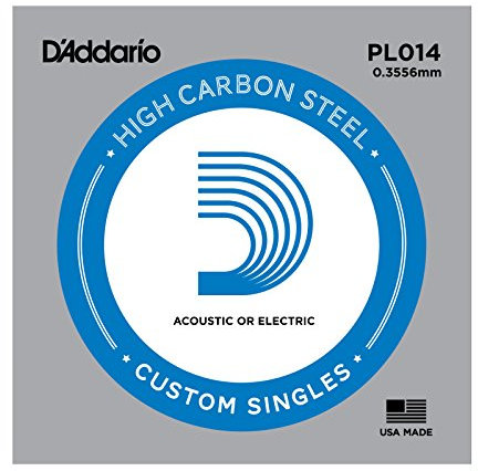 D'Addario PL014, Cuerda individual de acero liso para guitarra electrica/acustica, .014