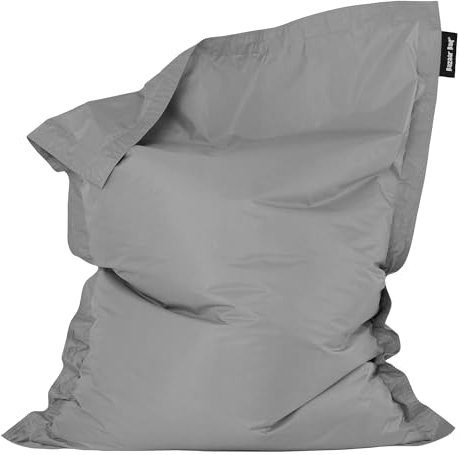 Bean Bag Bazaar Giant Bean Bag, Grey, Water Resistant Fabric, Outdoor Beanbag, Floor Cushion with Filling Included, 180cm x 140cm, Extra Wide Garden Chairs, Outdoor Seating, Garden, Patio